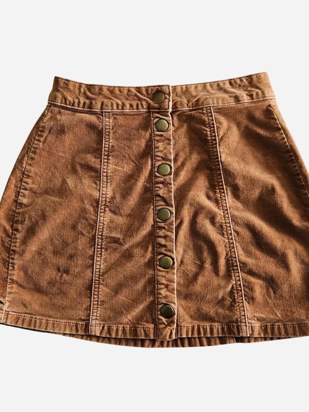 Brandy Melville Rust Tan Button-Front Mini Skirt